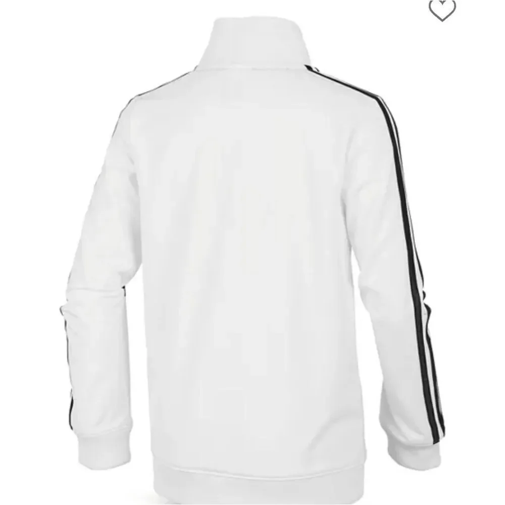 Adidas White Track Jacket with Black Stripes